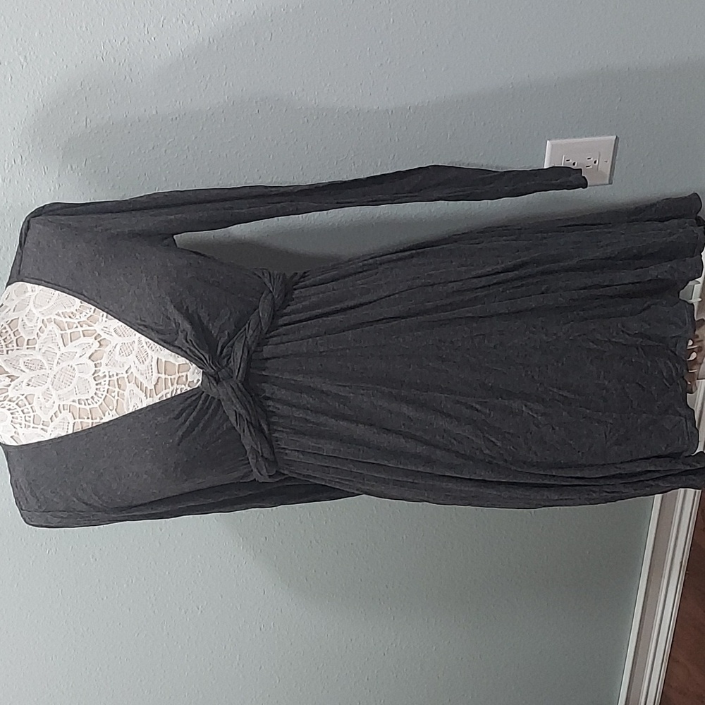 Max studio gray long sleeve twist Knot accent dress size xs